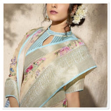 Load image into Gallery viewer, Semi Silk floral saree ( ready to dispatch in Uk)/114
