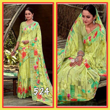 Load image into Gallery viewer, Floral print saree in georgette ( ready to dispatch in Uk)524