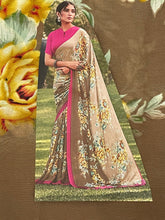 Load image into Gallery viewer, Floral print saree in georgette ( ready to dispatch in Uk)533