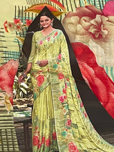 Load image into Gallery viewer, Floral print saree in georgette ( ready to dispatch in Uk)524