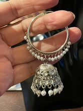 Load image into Gallery viewer, Earings with large hoops and jhoomar 4246