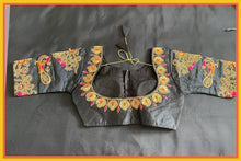 Load image into Gallery viewer, Black embroidered saree blouse 1015