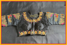 Load image into Gallery viewer, Black embroidered saree blouse 1015