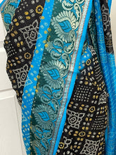 Load image into Gallery viewer, Semi Silk bandhani (brown and blue) 993