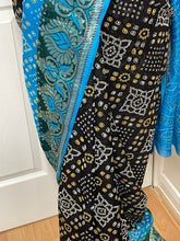 Load image into Gallery viewer, Semi Silk bandhani (brown and blue) 993