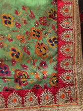 Load image into Gallery viewer, Peacock print brocade saree 959