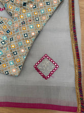 Load image into Gallery viewer, Linen saree ( light grey ) 969
