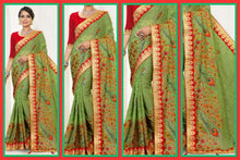 Load image into Gallery viewer, Peacock print brocade saree 959