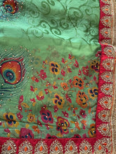 Load image into Gallery viewer, Peacock print brocade saree 959
