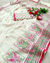Load image into Gallery viewer, Linen jute silk saree 1385