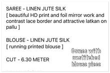 Load image into Gallery viewer, Linen jute silk saree 1385