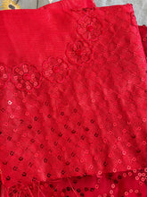 Load image into Gallery viewer, Georgette Sequin saree (bright Red colour )1472