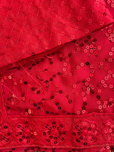 Load image into Gallery viewer, Georgette Sequin saree (bright Red colour )1472