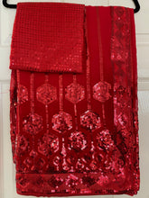 Load image into Gallery viewer, Georgette sequins saree in bright red 1545