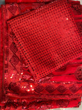Load image into Gallery viewer, Georgette sequins saree in bright red 1545