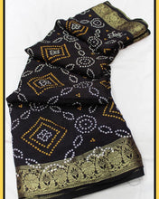 Load image into Gallery viewer, Semi Silk bandhani 1646 ( dark brown colour not black )