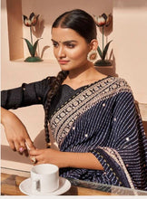 Load image into Gallery viewer, Lariya print saree black 1844