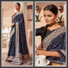 Load image into Gallery viewer, Lariya print saree black 1844