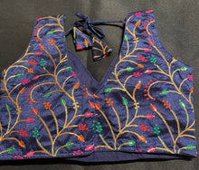 Load image into Gallery viewer, Saree blouse dark blue ( navy) 1800