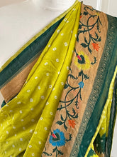 Load image into Gallery viewer, Georgette silk saree ( not pure green but towards yellow ) 1820