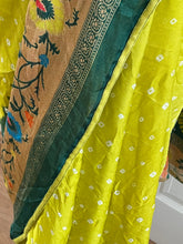 Load image into Gallery viewer, Georgette silk saree ( not pure green but towards yellow ) 1820