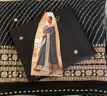 Load image into Gallery viewer, Lariya print saree black 1844