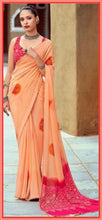 Load image into Gallery viewer, Georgette saree (peach colour ) 1891
