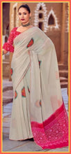 Load image into Gallery viewer, Georgette saree in light grey 1890