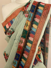 Load image into Gallery viewer, Sabyasachi inspired print saree ( mint green ) 1745