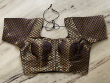 Load image into Gallery viewer, Dark blue brocade blouse 1930