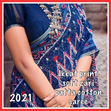 Load image into Gallery viewer, Ikkat print cotton saree 2021