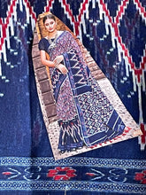 Load image into Gallery viewer, Ikkat print cotton saree 2021