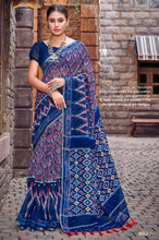 Load image into Gallery viewer, Ikkat print cotton saree 2021