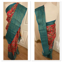 Load image into Gallery viewer, Linen silk saree ( green ) 1808