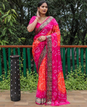 Load image into Gallery viewer, Bandhni in taffeta semi silk saree 3060
