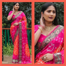 Load image into Gallery viewer, Bandhni in taffeta semi silk saree 3060