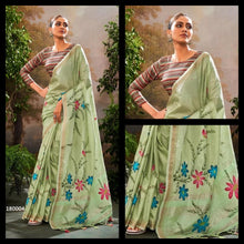 Load image into Gallery viewer, Tissue silk saree 3096 mint green