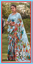 Load image into Gallery viewer, Floral print saree in georgette ( ready to dispatch in Uk)530