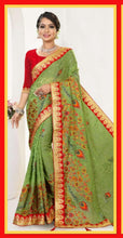 Load image into Gallery viewer, Peacock print brocade saree 959