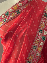 Load image into Gallery viewer, Bandhni print saree 4164 ( coral )