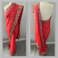 Load image into Gallery viewer, Bandhni print saree 4164 ( coral )