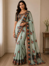 Load image into Gallery viewer, Sabyasachi inspired print saree ( mint green ) 1745