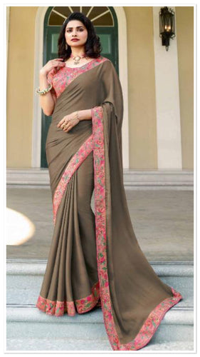Silk ( crape feel ) saree 122