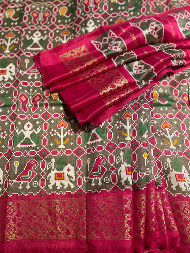 Cotton silk saree light olive 1651