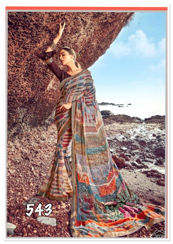 Printed georgette saree  543