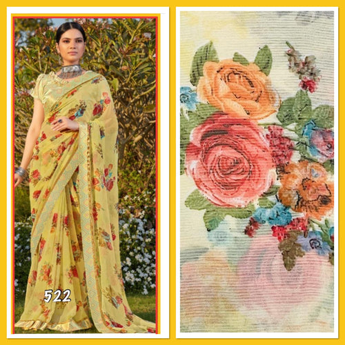 Floral print georgette saree 522