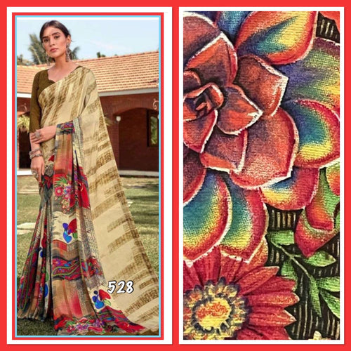 Floral print georgette saree 528