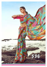 Load image into Gallery viewer, Printed georgette saree 536