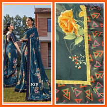 Load image into Gallery viewer, Floral print georgette saree 523