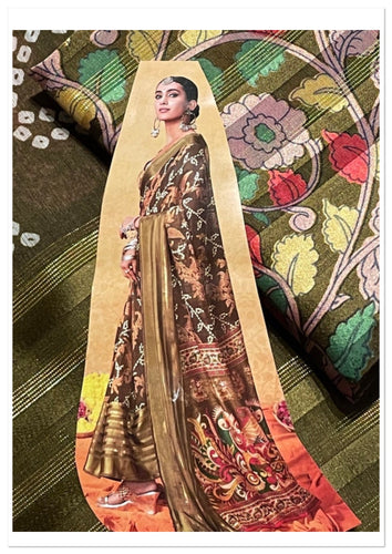 Cotton mulmul saree 2176 olive colour)